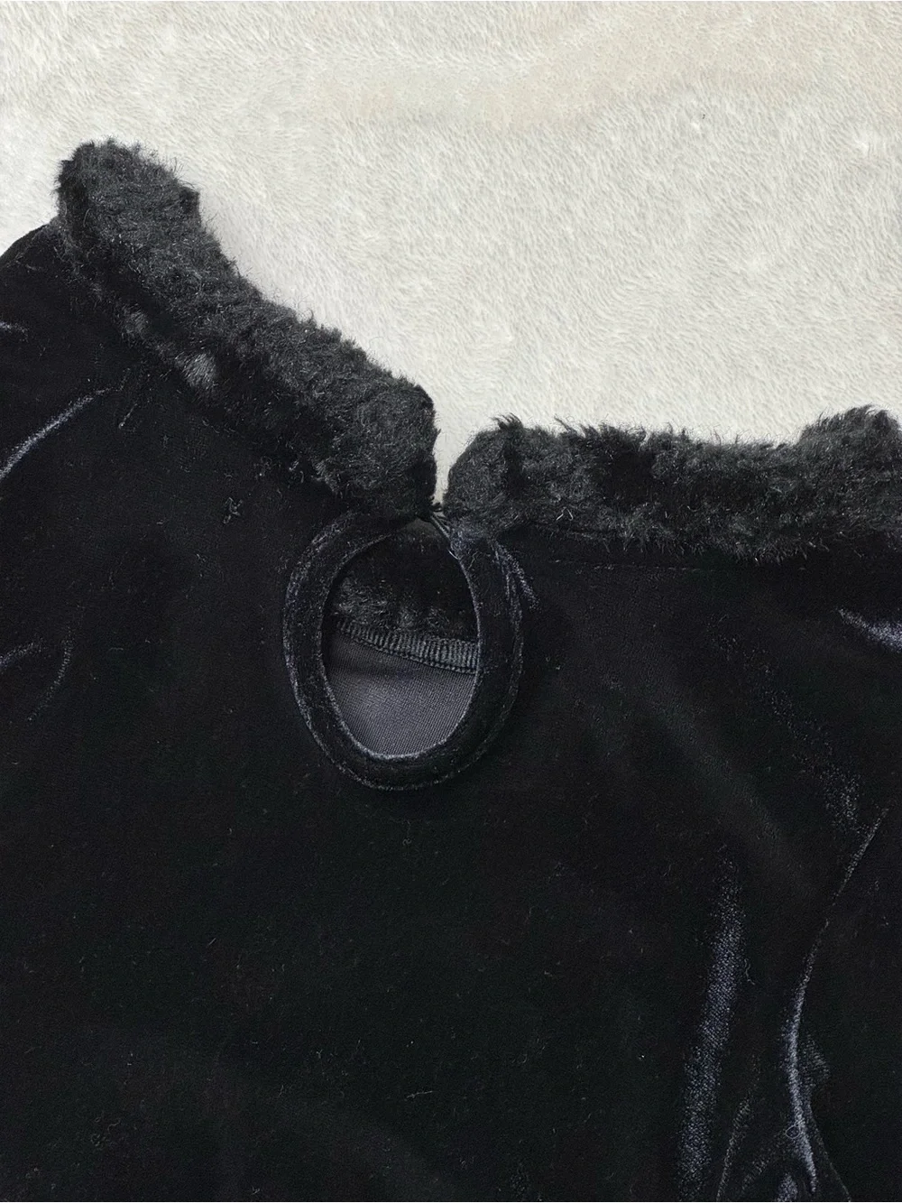 The Children's Place Formal Black Velvet Dress with Faux Fur Trim Holiday Sz 6